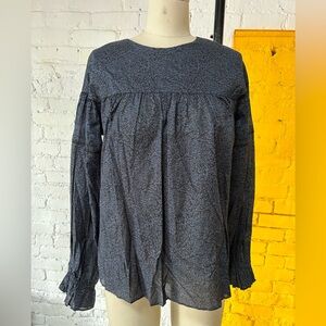 Anna Sui black and navy floral blouse